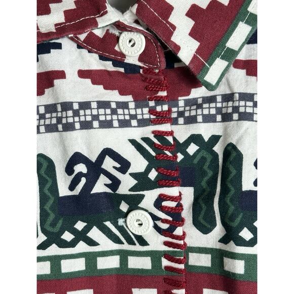 Roper Vintage Southwestern Aztec Shirt Woman Small USA Long Sleeve Cotton - Picture 5 of 11